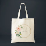 Tote Bag för Greenery & Guld Geometric Elegant Blo Tygkasse<br><div class="desc">Den här gröna och guld-geometriska eleganten till säcken är perfektens bröllop-gåva för att presentera dina brudtärnor för ett rustiskt bröllop. Utformningen har ett vackert vitt,  rosa och  handmålat ro och en smula grönt,  adorerande guld geometriskt ramar,  inspirerande konstnärlig skönhet.</div>
