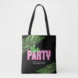 Tote Bag för Grönt och Rosa vid Party Tropical Bac Tygkasse