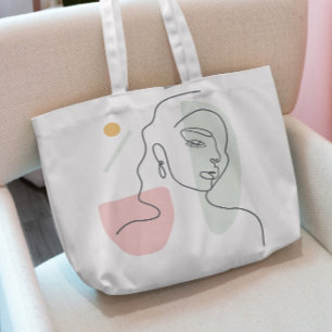 Tote Bag för kvinnors kontinuerliga linje Tygkasse