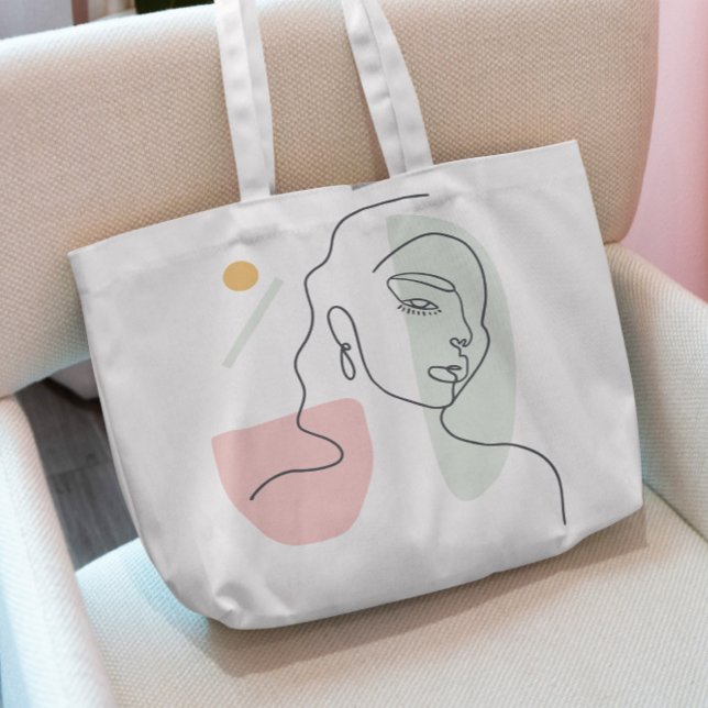 Tote Bag för kvinnors kontinuerliga linje Tygkasse (Skapare uppladdad)
