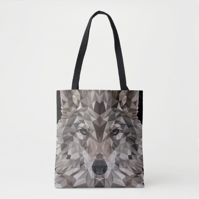 Tote Bag för Lone Varg Geometric Porträtt Tygkasse (Framsida)