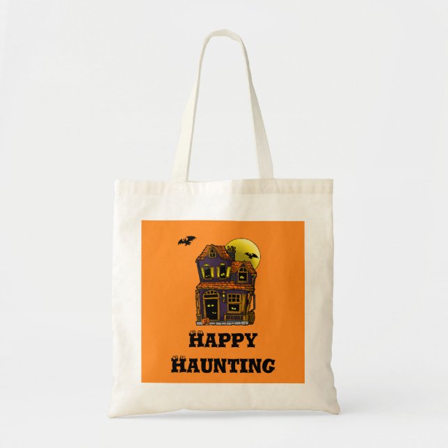 Tote Bag för lycklig Haunting Bus eller godis Canv Tygkasse (Framsidan)