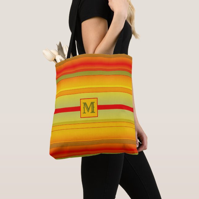 Tote Bag för monogram stripe Mönster Tygkasse (Närbild)