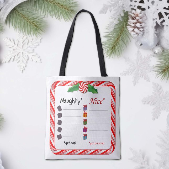 Tote Bag för Naughty eller Nice Tygkasse (Simplify your Christmas shopping in one bag. The Naughty get COAL and the nice ones get PRESENTS!)