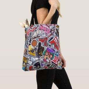 Tote Bag för Retro Pop Culture College Tygkasse