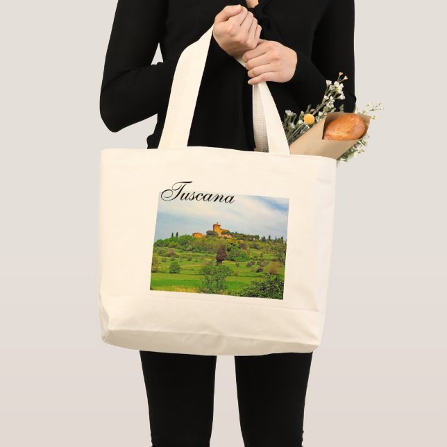 Tote Bag för stor tote i Tuscan Countryside Large Jumbo Tygkasse (Framsida (produkt))