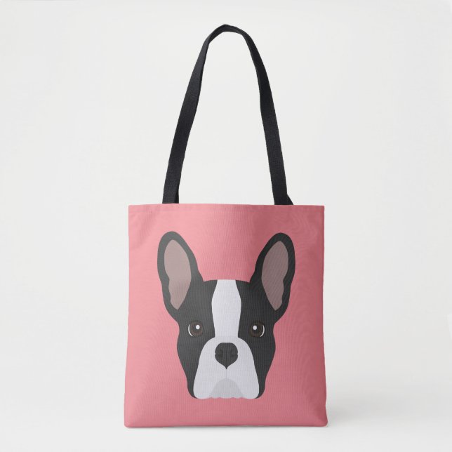 Tote Bag för svart och vit Fransk Tygkasse (Framsida)
