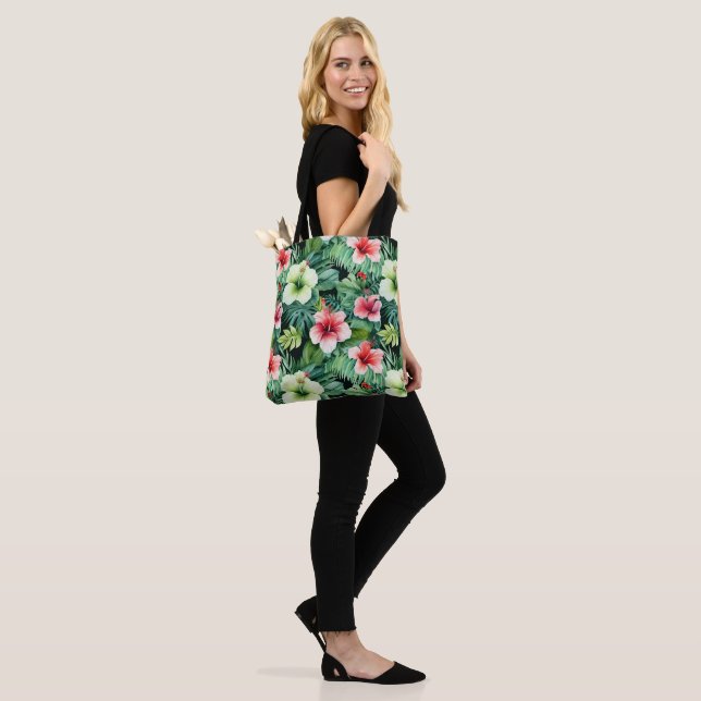 Tote Bag för Tropical Blommigt Tygkasse (På modell)