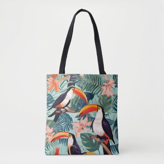 Tote Bag för Tropical Parrot Canvas Tygkasse (Framsida)