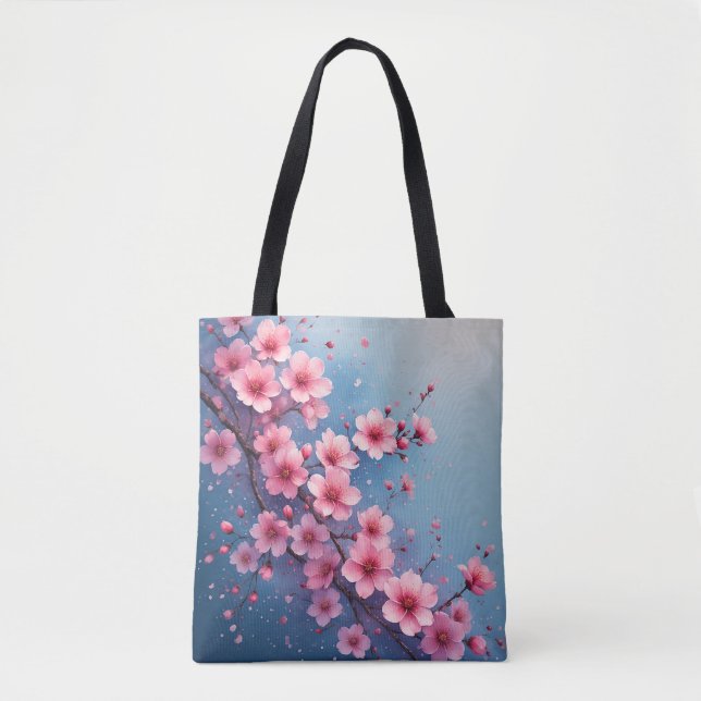 Tote Bag för Watercolor Sakura-Blommar Tygkasse (Framsida)