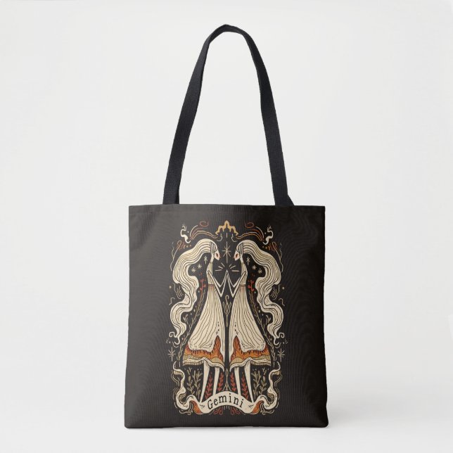 Tote Bag Gemini Celestial Zodiac Art Tygkasse (Framsida)