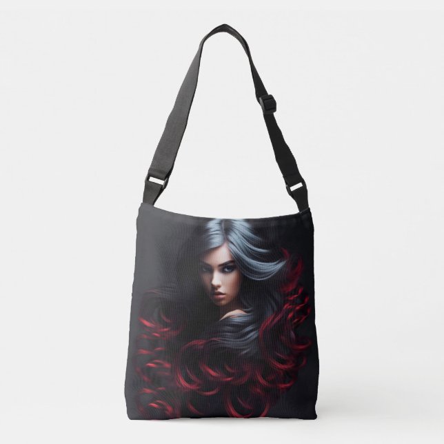 Tote Bag girl black hair Axelväska (Framsida)