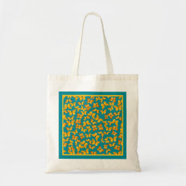 Tote Bag, Golden Butterflies på Teal Tygkasse