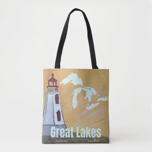 Tote Bag Great Lakes Bärbar Konst Tygkasse (Framsida)