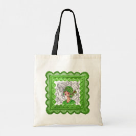 Tote Bag Grönt Flapper Girl Tygkasse