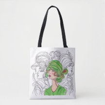 Tote bag Grönt Flapper Girl