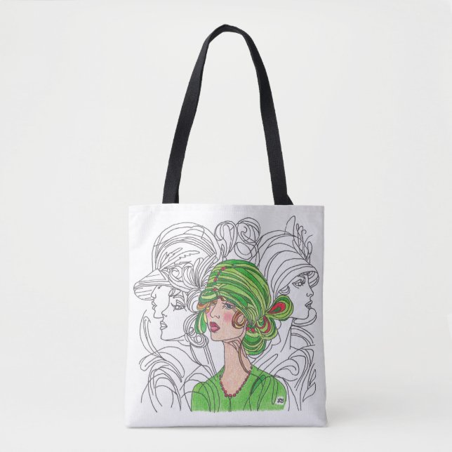 Tote bag Grönt Flapper Girl Tygkasse (Framsida)