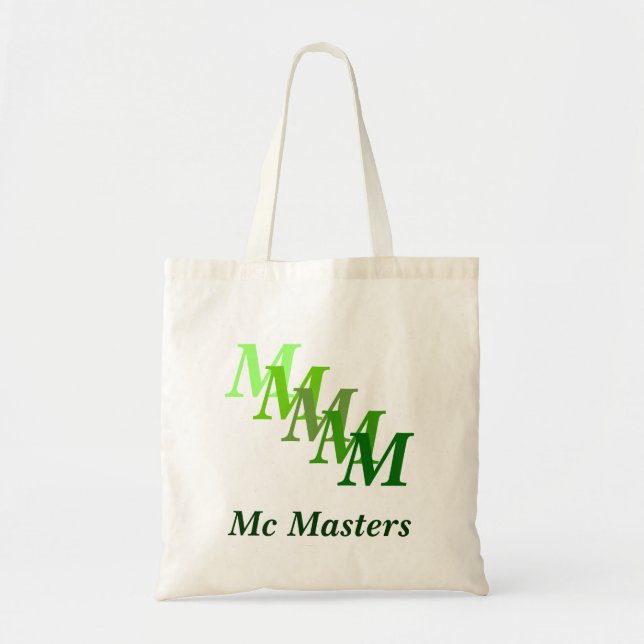 Tote Bag - Grönt Namn och Initialer Tygkasse (Framsidan)