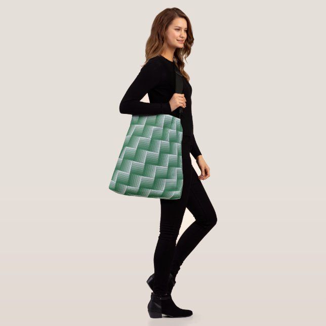 Tote Bag - Grönt Optical Illusion Maze Axelväska (På modell)