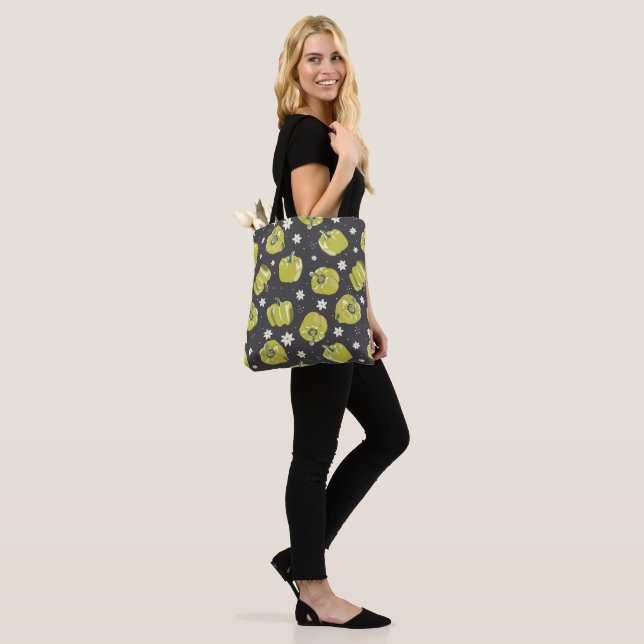 Tote Bag Grönt Pepper Scattered Tygkasse (På modell)