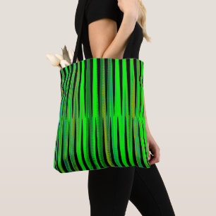 Tote Bag Grönt Rand Mönster Shopping Gift Bag Tygkasse