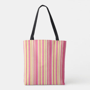 Tote Bag, gul och rosa randig vertikal Tygkasse