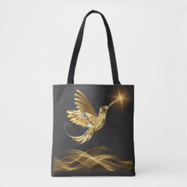Tote Bag Guld Hummingbird Tygkasse