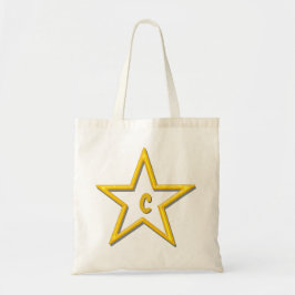 Tote Bag - Gult Star med initial Tygkasse