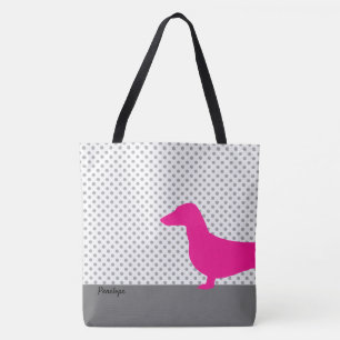 Tote Bag - halva Rosan Dachshund Tygkasse
