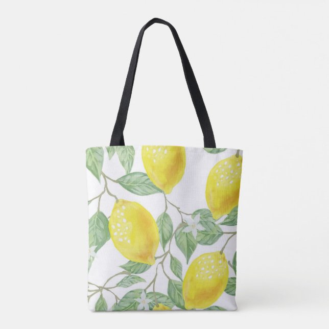 Tote Bag, Happy Yellow Lemons  Tygkasse (Baksida)