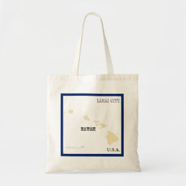 Tote Bag - Hawaii State Map with City Tygkasse