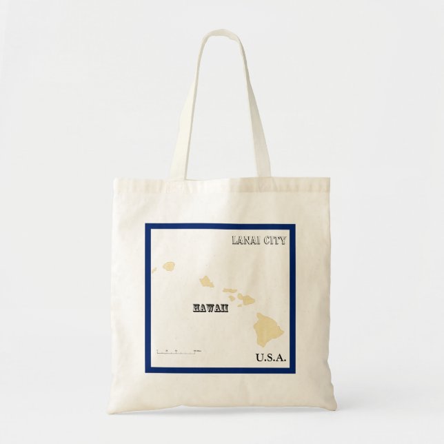Tote Bag - Hawaii State Map with City Tygkasse (Framsidan)