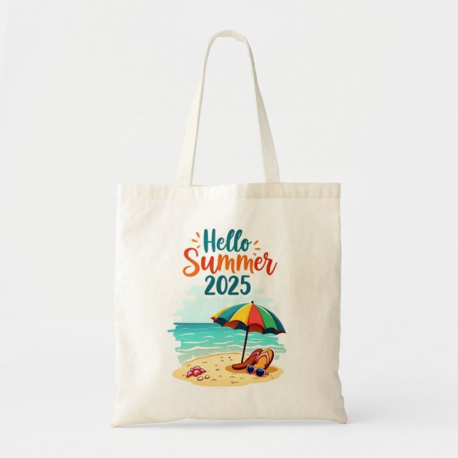 Tote Bag ☀️ Hej Sommaren 2025 Beach Vibes Tygkasse (Framsidan)
