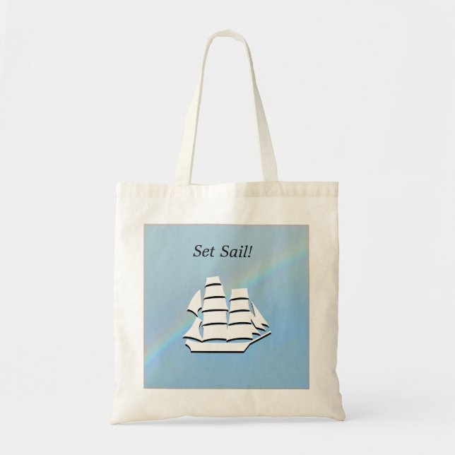 Tote Bag - Högt skepp med regnbågsbåge Tygkasse (Framsidan)