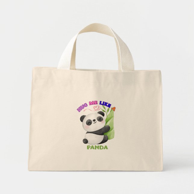 🐼 Tote Bag - Hug mig som en panda Mini Tygkasse (Framsidan)