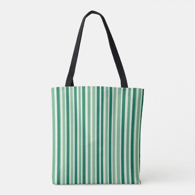 Tote Bag, Hunter Green Ljusgrön rand vertikal Tygkasse (Baksida)