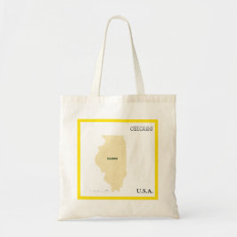 Tote Bag - Illinois delstat med stad Tygkasse