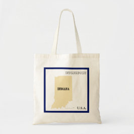 Tote Bag - Indiana State Map with City Tygkasse