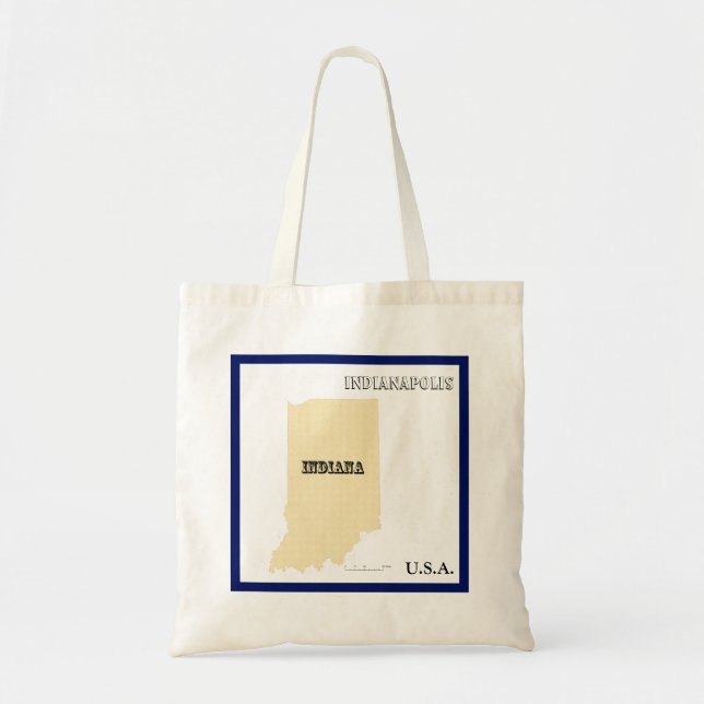 Tote Bag - Indiana State Map with City Tygkasse (Framsidan)