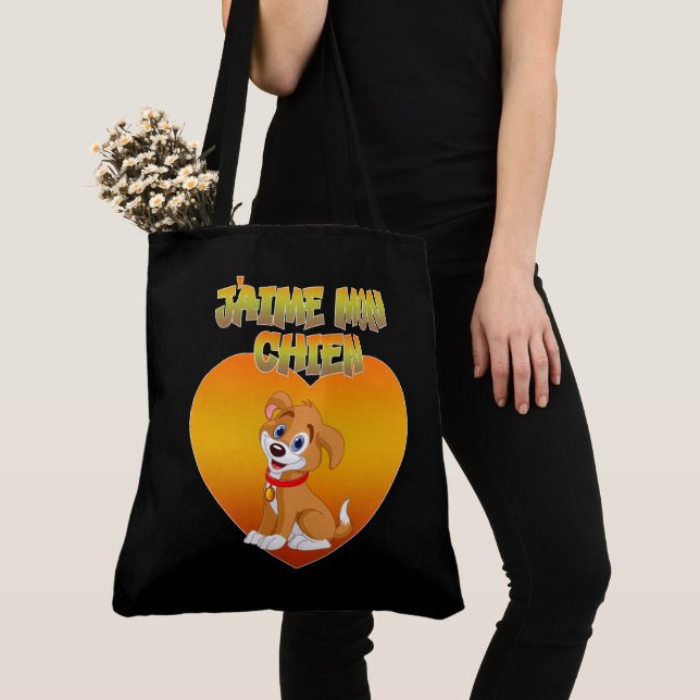 Tote Bag J’aime mon chien  Tygkasse (Närbild)