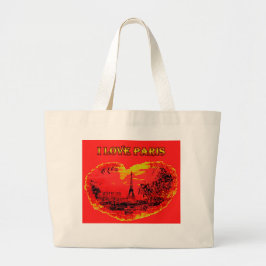Tote Bag jag älskar paris Jumbo Tygkasse