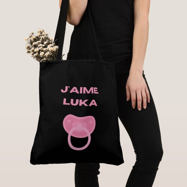 Tote Bag j'aime luka Tygkasse (Närbild)