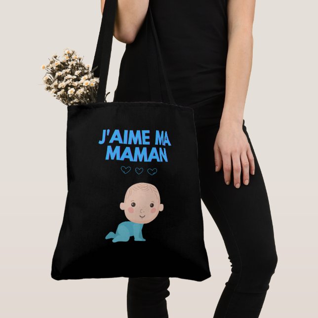 Tote Bag J'aime ma maman Tygkasse (Närbild)