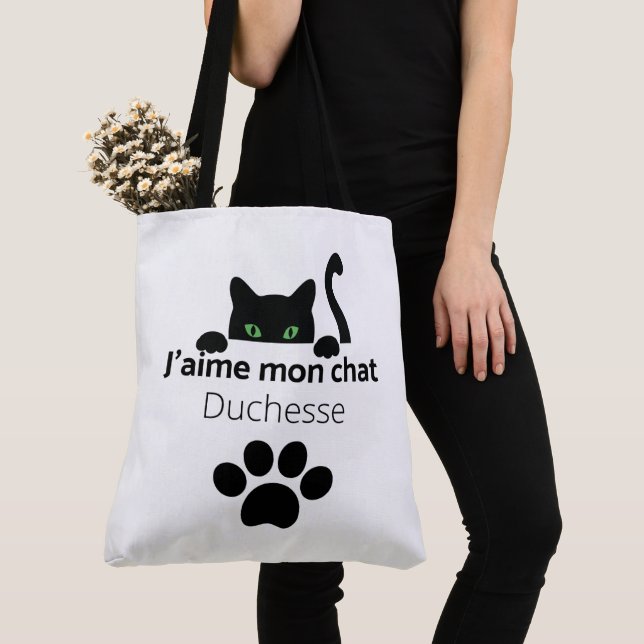 Tote Bag J'aime mon chat Duchesse Tygkasse (Närbild)