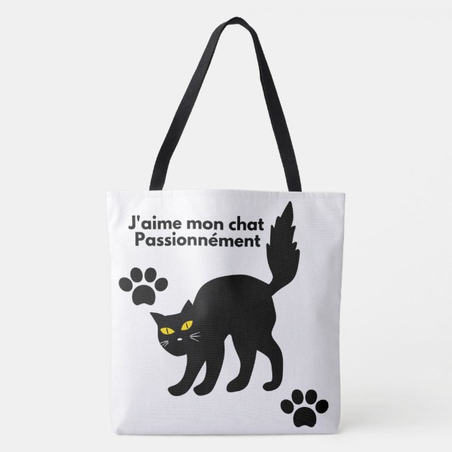 Tote Bag J'aime mon chat Passionnément 2 Tygkasse (Framsida)
