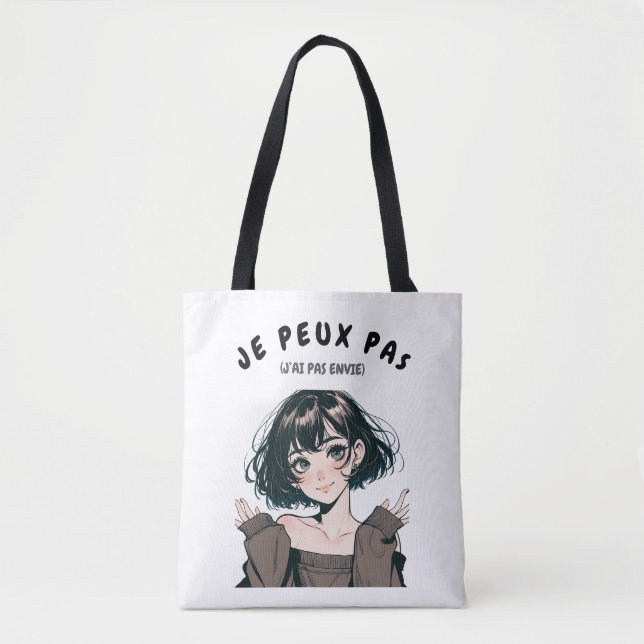 Tote Bag “Je Peux Pas (J’ai Pas Envie)”  Tygkasse (Framsida)