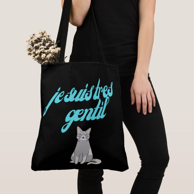 Tote Bag Je suis tres gentil Tygkasse (Närbild)