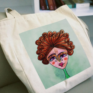 Tote Bag - Jumbo (Whimsical Woman - 01) Tygkasse