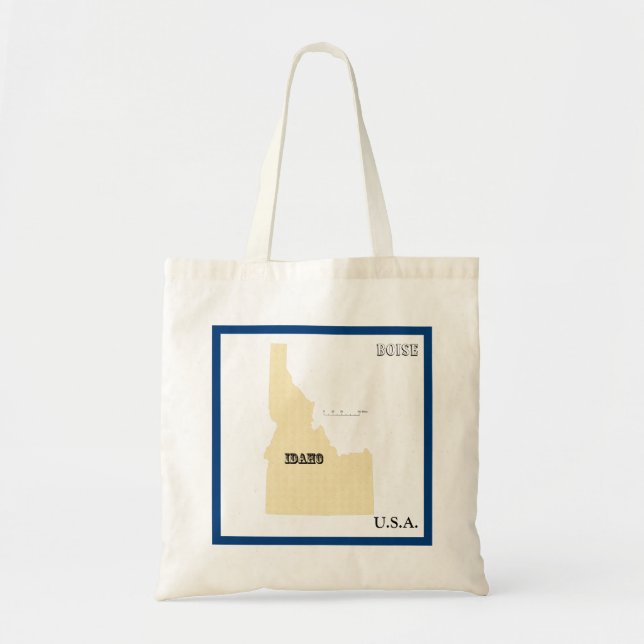Tote Bag - karta över Idaho med stad Tygkasse (Framsidan)