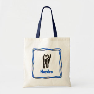 Tote Bag - Kat Brev H med Namn i Ram Tygkasse